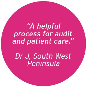 Quote from Dr J, South West Peninsula saying A helpful process for audit and patient care